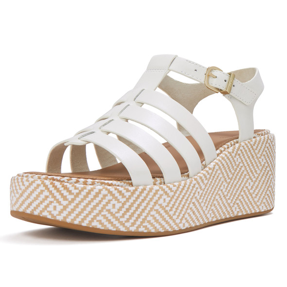 product variation FITFLOP Women's Platfforms Graphic-Weave Leather Fisherman Urban White Sandals (A5M-194) image