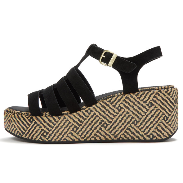 product variation FITFLOP Women's Platfforms Graphic-Weave Suede Fisherman Black Sandals (A5O-001) image