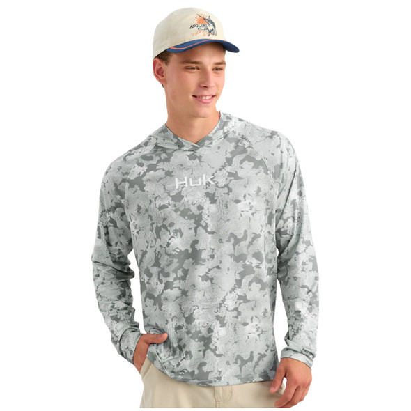 product variation HUK Men's Airweight KC Printed Sharkskin Estuary Camo Hoodie (H1200750-028) image