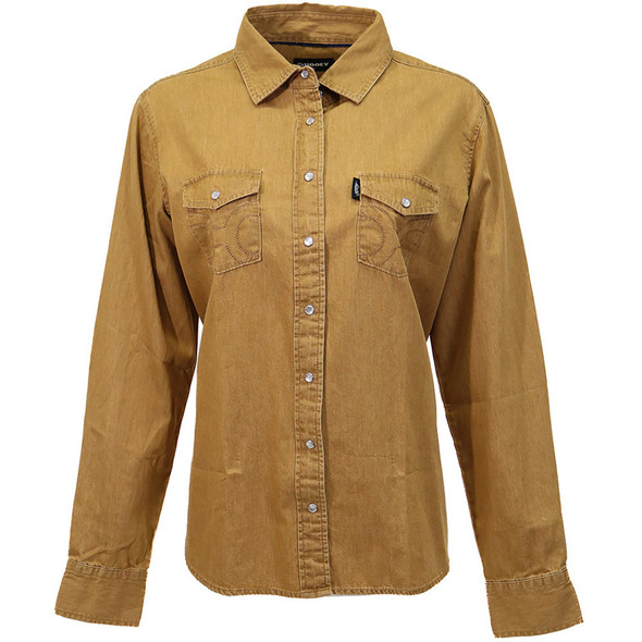 product variation HOOEY Women's Del Denim Tan Chambray Long Sleeve Shirt (HT1878TN) image