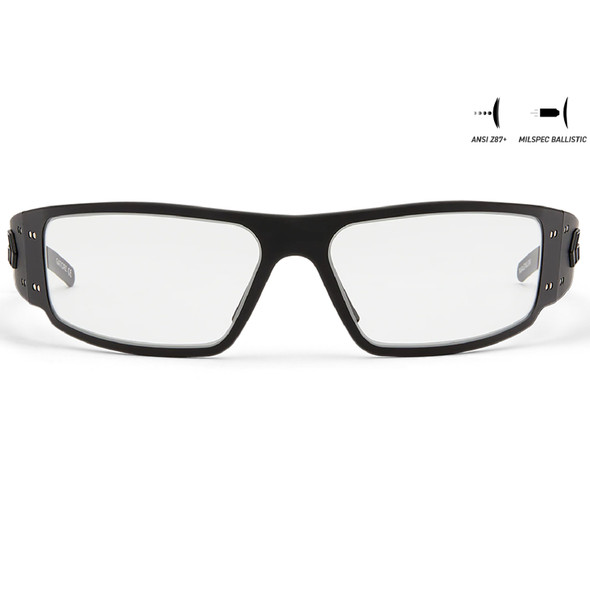 product variation Black w/Black Logo Frame / ANSI Z87.1+ MILSPEC Ballistic Clear w/Anti-Fog Lenses | VLT - 89% image