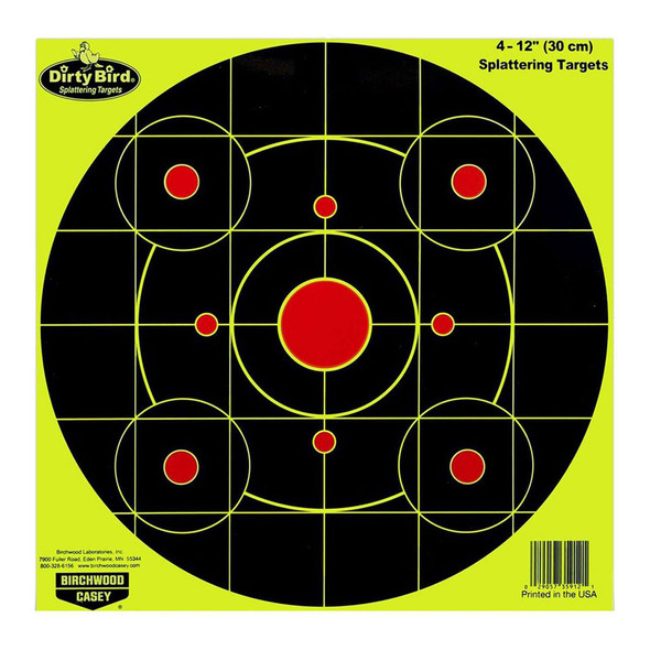 product variation BIRCHWOOD CASEY Dirty Bird 12in Yellow Bull's-Eye Target, 4-Pack (35912) image