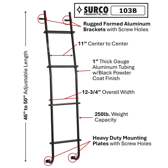 product variation SURCO Universal Aluminum Black Van Ladder (103B) image