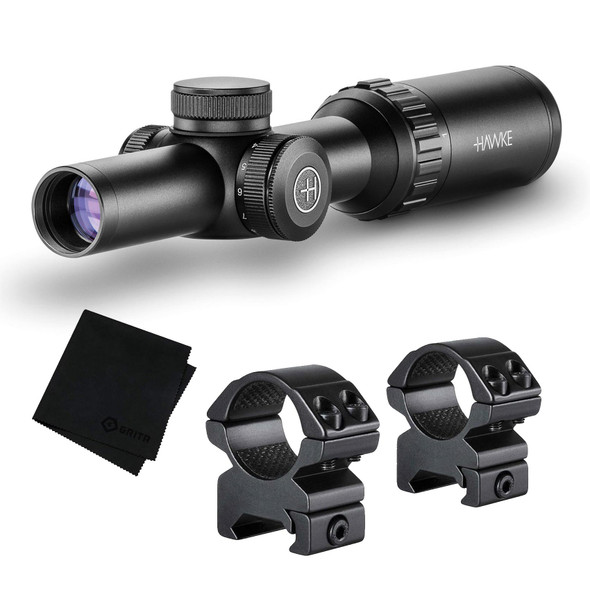 product variation HAWKE Vantage IR 1-4x20 Turkey Dot IR Reticle Riflescope w/ Match Mount 1in Medium Weaver Scope Rings and GRITR Microfibre (14205+22113+GRIT-MF) image