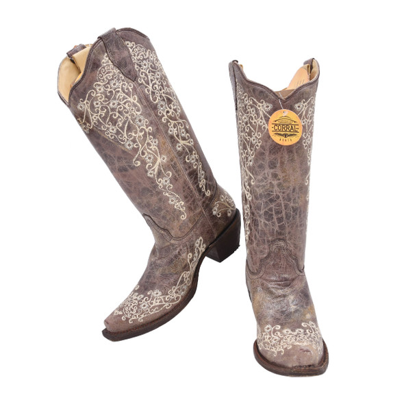 product variation Open Box (Great condition, limited use): CORRAL Brown Crater Bone Embroidery, Size: 9, Width: M (A1094-LD-M-9) image