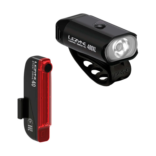 product variation LEZYNE Mini Drive 400XL And Stick+ Drive Black/Black LED Light Pair (1-LED-24P-V804) image