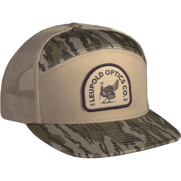 product variation LEUPOLD Men's Leupold Turkey Khaki/Mossy Oak Bottomland 7 Panel Trucker (187748) image