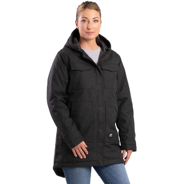 product variation Berne WNJ38 black women's Icecap waterproof insulated parka with fleece-lined pockets image