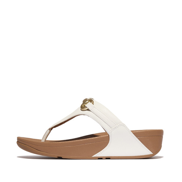 product variation Open Box (Damaged package): FITFLOP Lulu Chunky-Snaffle Leather Toe-Post Sandals, Color: Urban White, Size: 5 (HY7-194-030) image