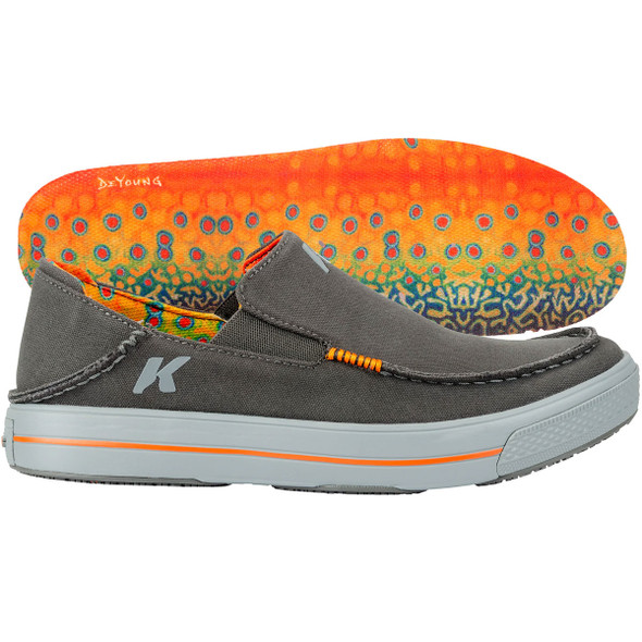 product variation Open Box (Damaged package): KORKERS Fish Moc Brook Trout w/ Fixed Kling-On Deck Soles, Blue, Size 13 (OS2200BO-13) image