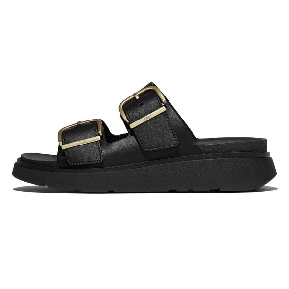 product variation Open Box (Damaged package): FITFLOP Gen-Ff Buckle Two-Bar Leather Slides, Color: Black, Size: 8 (B1J-001-060) image