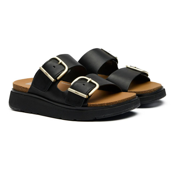 product variation Open Box (Damaged package): FITFLOP Gen-Ff Buckle Two-Bar Leather Slides, Color: Black, Size: 8 (B1J-001-060) image