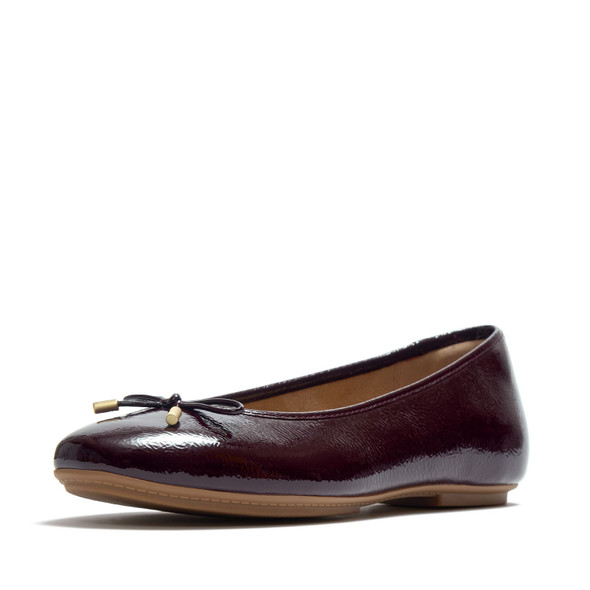 product variation Open Box (Damaged package): FITFLOP Delicato Bow Textured Patent-Leather Ballet Flats, Color: Cherry, Size: 9 (A0K-D69-070) image