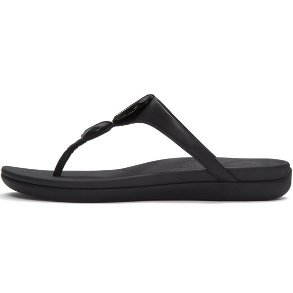 product variation Open Box (Damaged package): FITFLOP Solay Glossy-Disc Toe-Post Sandals, Color: Black, Size: 9 (A5W-001-070) image