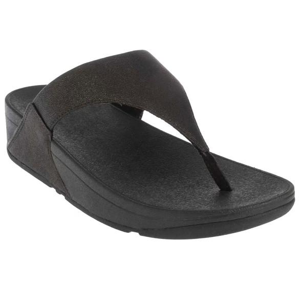 product variation Open Box (Damaged package): FITFLOP Lulu Shimmer Toe-Post Sandals, Color: All Black, Size: 9 (EU9-090-070) image
