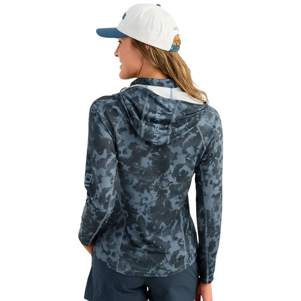 product variation HUK Women's KC Icon Printed Stormy Blue Tideloom Camo Hoodie (H6120234-415) image