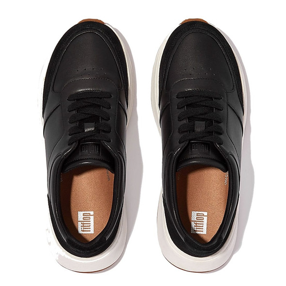 product variation Open Box (Damaged package): FITFLOP F-Mode Leather/Suede Flatform Sneakers, Color: Black, Size: 9 (FR1-001-070) image