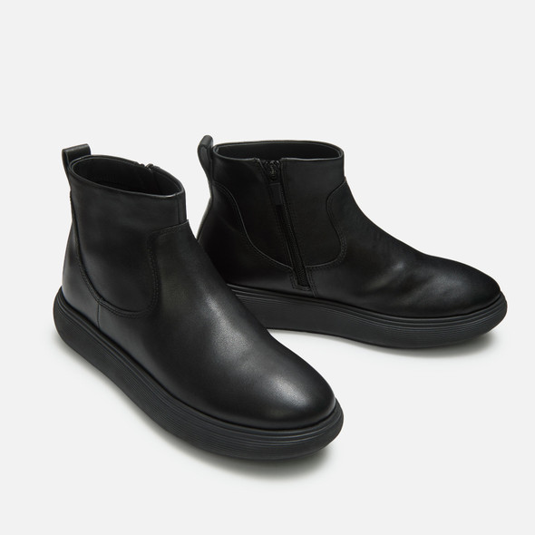 product variation Open Box (Damaged package): FITFLOP Iq-Comff Leather Zip Ankle Boots, Color: All Black, Size: 8 (E2Z-090-060) image