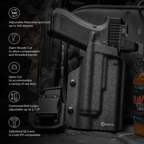 product variation GRITR OWB Kydex Right Hand Holster Fits Glock 17 w/ Streamlight TLR-1 image