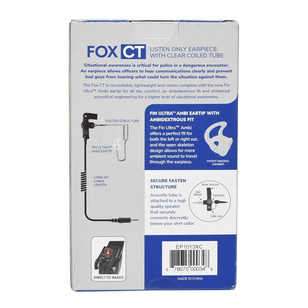 EAR PHONE CONNECTION Fox Acoustic Tube Listen Only Earphone with 3.5mm Connector (EP1013XC)