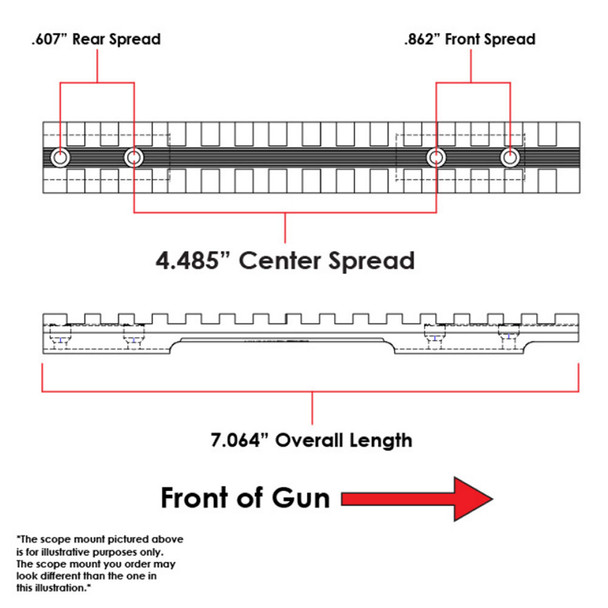 product variation EVOLUTION GUN WORKS Long Action 20 MOA Picatinny Rail Scope Mount Fits Remington 700/721/725 (40102) image