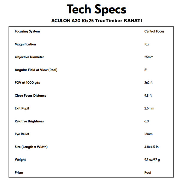 product variation NIKON Aculon A30 10x25 Truetimber Kanati Binocular (16641) image