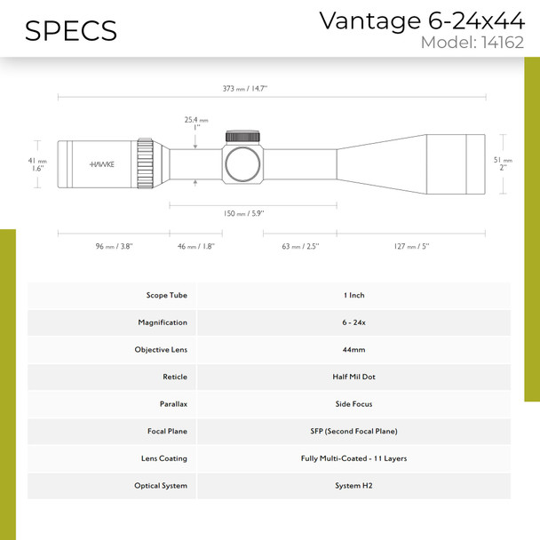 product variation HAWKE Vantage SF 6-24x44mm 1in Riflescope (14162) image