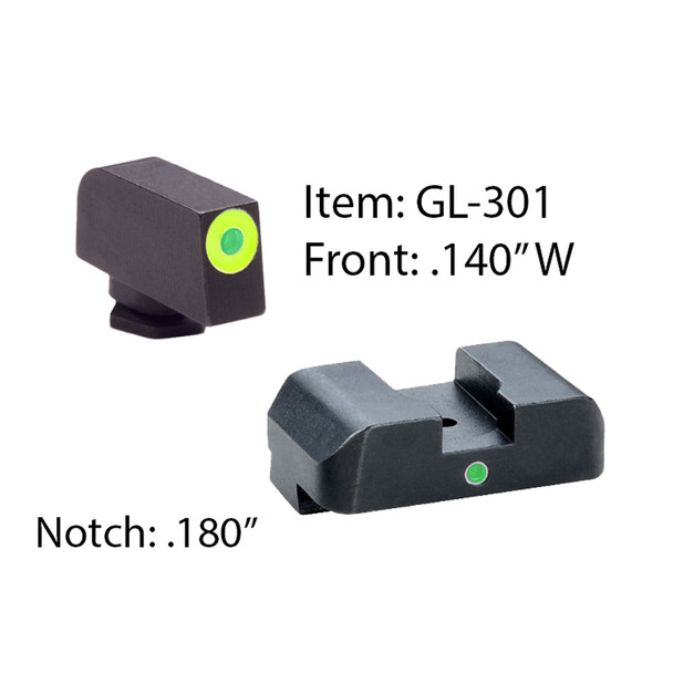 product variation AMERIGLO For Glock Tritium I-Dot 2 Dot Green Front and Rear Sights (GL-301) image