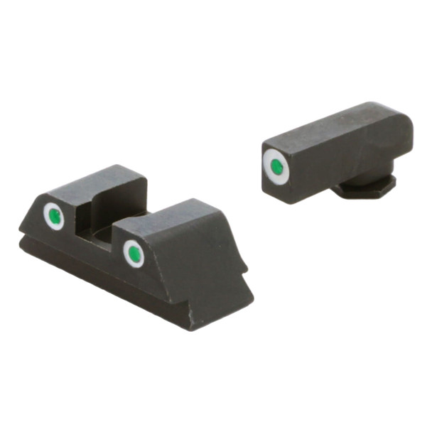 AMERIGLO For Glock Classic Style 3 Dot Green Tritium White Outline Front and Rear Sights (GL-430)