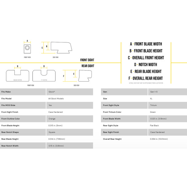 product variation AMERIGLO Green Tritium Orange Outline Suppressor Sight Set for Glock (GL-511) image