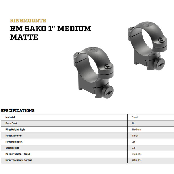 product variation LEUPOLD Sako 1in Medium Matte Black Ringmount (54409) image