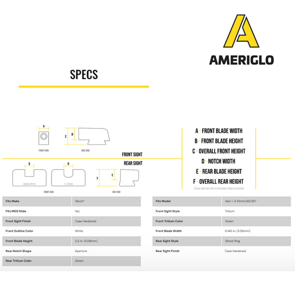 product variation AMERIGLO For Glock Ghost Ring Green with White Outline Front and Green Rear Sights (GL-126) image