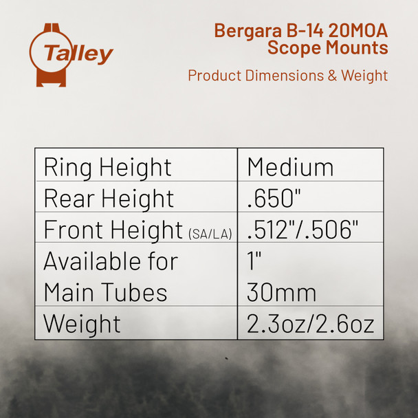 product variation TALLEY Lightweight Remington 700/721/722/725/40X 30mm Medium LA 20 MOA Scope Mount (740700LM) image