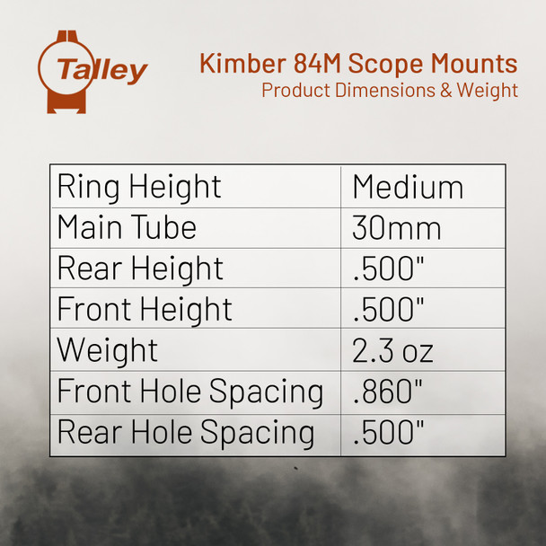 product variation Talley Aluminum 30mm Kimber 84 Medium Black Base/Ring (748749) image
