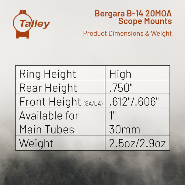 product variation TALLEY Lightweight Remington 700/721/722/725/40X 30mm High LA 20 MOA Scope Mount (750700LM) image
