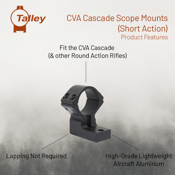product variation TALLEY Cascade 1in Short Action Medium Rings Scope Mount (940725) image