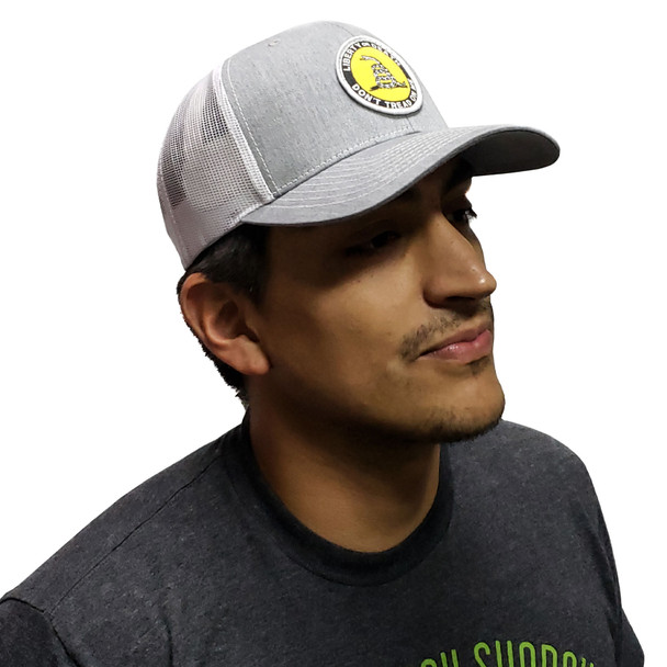 product variation WEBY Richardson Sports Hats Unisex Heather Grey and Light Grey Trucker Cap with "Don't Tred on me" Motto, OSFA (HAT-112-HET-TXUSA) image