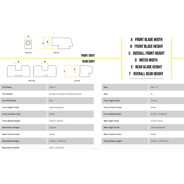 product variation AMERIGLO Tall Suppressor Style 3 Dot Green Front/Rear Night Sight Set (GL-329) image