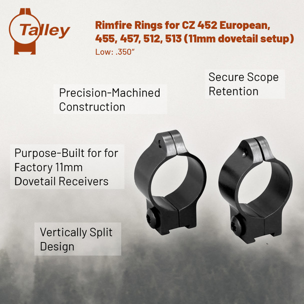 product variation TALLEY Low 1in Rimfire Rings for CZ 452 European (22CZRL) image