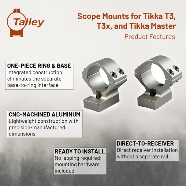 product variation TALLEY Medium Silver 30mm Lightweight Alloy Scope Mount for Knight MK 85 (S740714) image