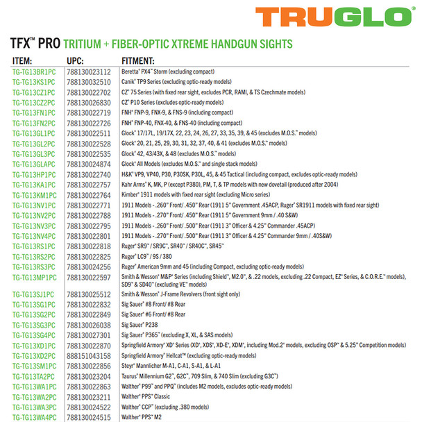 product variation TRUGLO TFX Pro Adjustable Pro Orn Tritium/Fiber Optic Day/Night Sight Set for Glock(TG13GLAPC) image