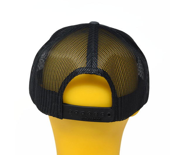product variation WEBY Richardson 112 Charcoal Grey/Black OSFA Trucker Hat with the Don't Tread on Me Motto in Leather (HAT-112-CHAR/BLK-DNTRED-LEATHER) image