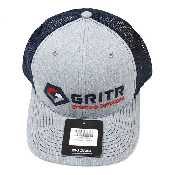 product variation WEBY Richardson 112 Heather Grey/Navy OSFA Trucker Hat with Gritr Sports and Outdoors Logo (HAT-112-HG/NVY-GRITRSPORTS) image