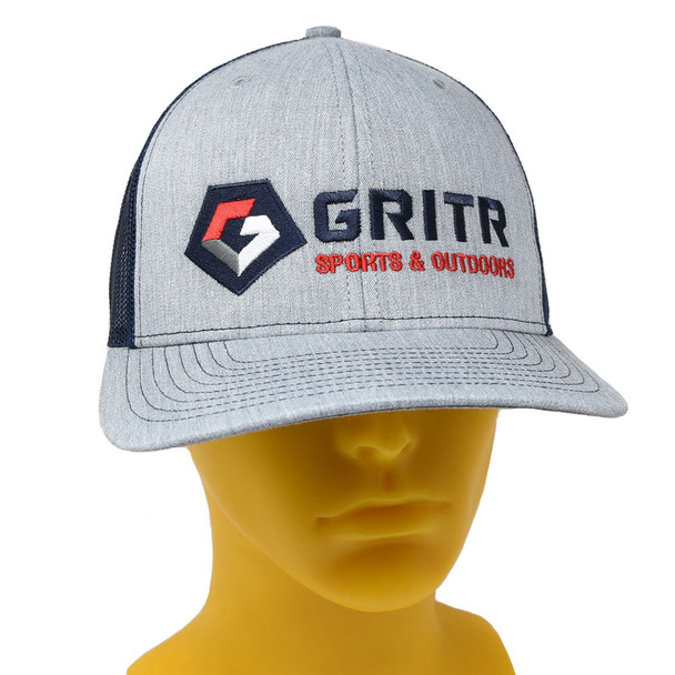 product variation WEBY Richardson 112 Heather Grey/Navy OSFA Trucker Hat with Gritr Sports and Outdoors Logo (HAT-112-HG/NVY-GRITRSPORTS) image