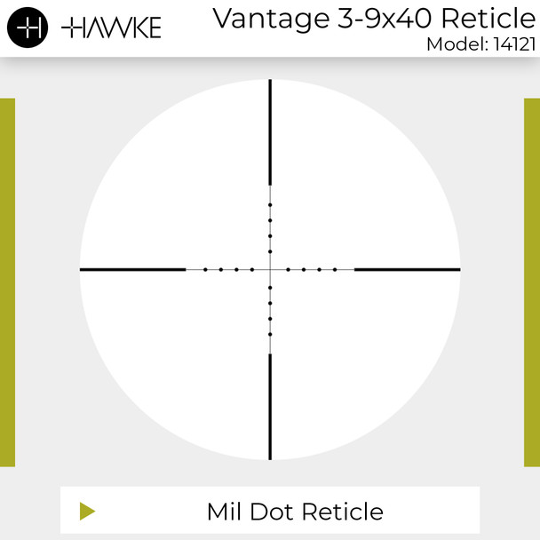 product variation HAWKE Vantage 3-9x40 Mil-Dot Reticle Riflescope (14121) image