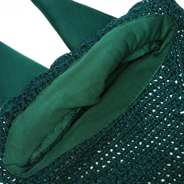 INTREPID INTERNATIONAL Crochet Scalloped Edge Hunter Green with White Cord Fly Veil (137142N)