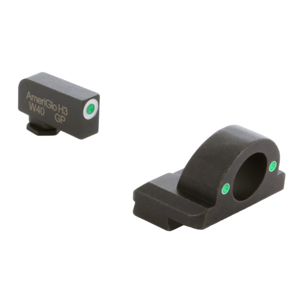 product variation AmeriGlo Ghost Ring night sight set for Glock Gen 5 with white outline front and green tritium aperture rear image