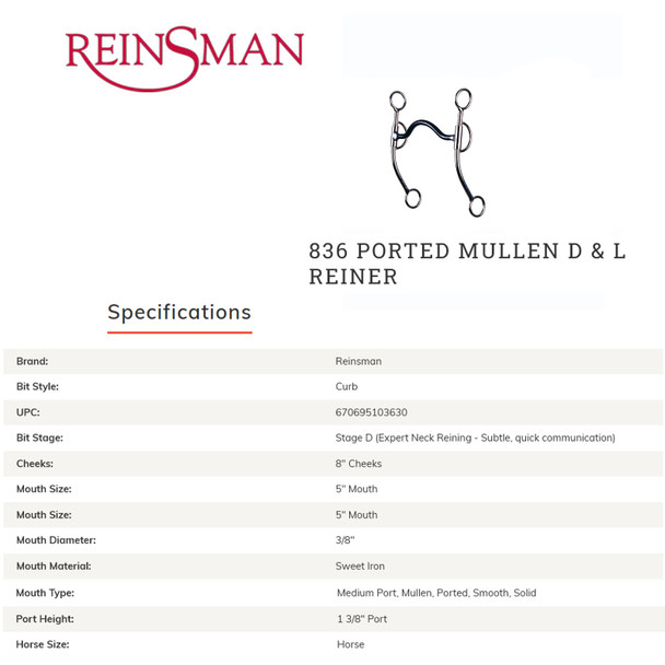 product variation CIRCLE Y Ported Mullen D & L Reiner Bit (836) image