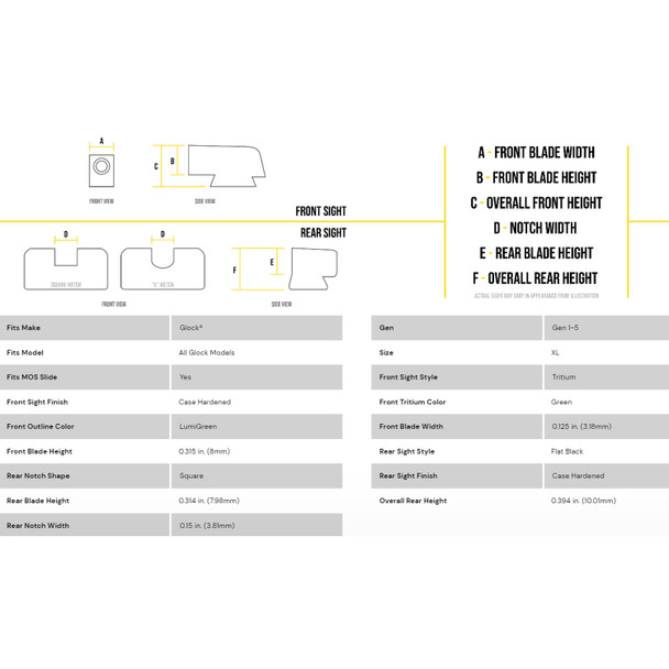 product variation AMERIGLO Tall Suppressor Sight Set for All Glocks Except 42, 43 Models (GL-611) image