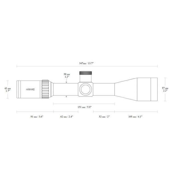 HAWKE Vantage 30 WA SF 4-16x50mm 1/2 Mil Dot IR Reticle Riflescope (14296)